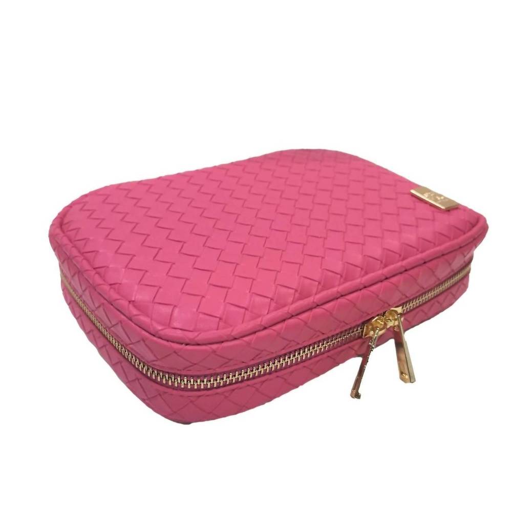 NEW TRVL DESIGN luxe woven zip around bag in dahlia